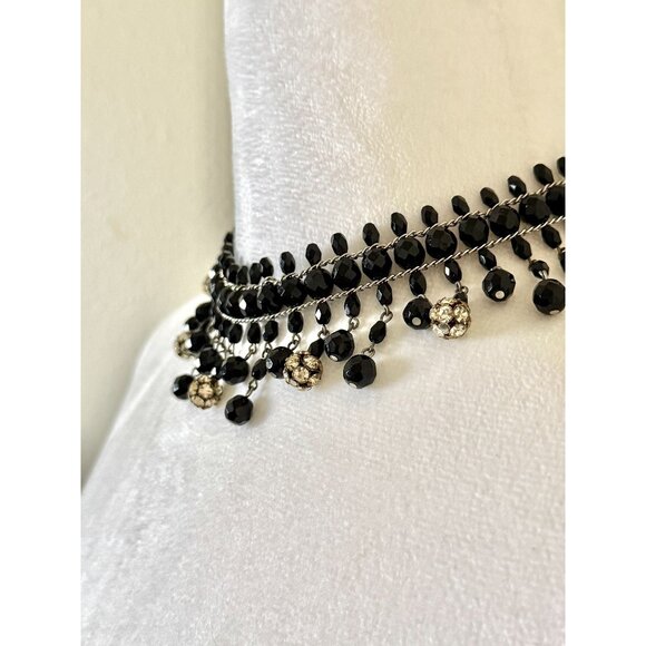 Vintage 1970s Black Crystal And Rhinestone Statement Necklace In Excellent - Picture 4 of 5